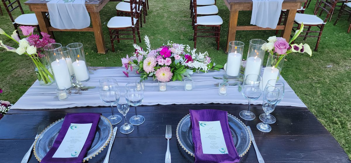Real Jamaica wedding tablescape with tropical florals